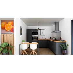 Photo d'un cadre suspendu sur-mesure dans une cuisine design, décoration