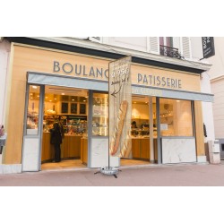 Cas d'utilisation d'un Drapeau Rectangle XL - complet pour une boulangerie pâtisserie.